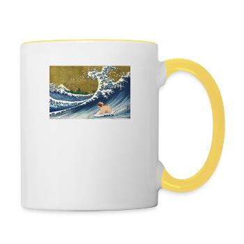 Mops Hund - Tasse zweifarbig - Weiß/Gelb - Rechts