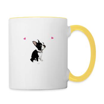 Boston Terrier - Mug contrasté - blanc/jaune - Droite