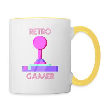 Retro Video Games Vintage Geschenk - Tasse zweifarbig - Weiß/Gelb - Rechts
