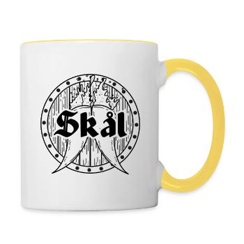 Viking Odin Victory ou Valhalla Norse - Mug contrasté - blanc/jaune - Droite