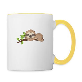 Faultier offizielles shirt zum faulenzen - Tasse zweifarbig - Weiß/Gelb - Rechts