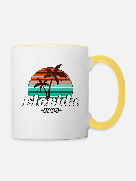 Palmen Florida 1984 - Tasse zweifarbig - Weiß/Gelb