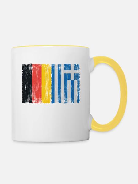 Deutschland Griechenland Geschenk 0752 - Tasse zweifarbig - Weiß/Gelb