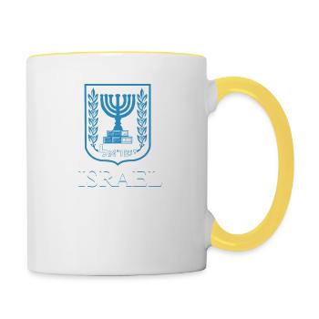 Israël Tsahal Mossad Menorah Tel Aviv Gift - Mug contrasté - blanc/jaune - Droite