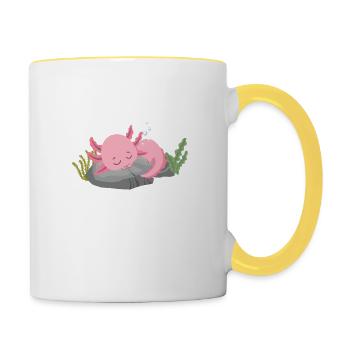 Axolotl - Tasse zweifarbig - Weiß/Gelb - Rechts