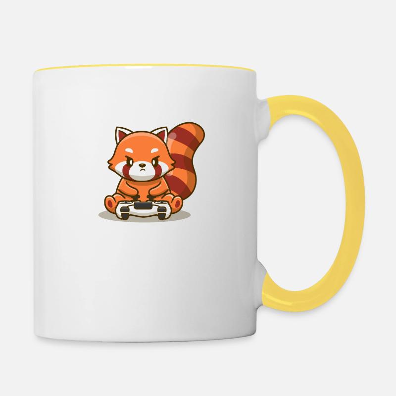 Kleiner Panda - Tasse zweifarbig - Weiß/Gelb