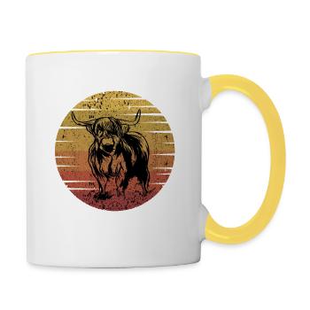 Scottish Highland Cattle - Contrasting Mug - white/yellow - Right
