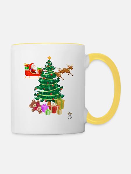 Weihnnacht - Tasse zweifarbig - Weiß/Gelb