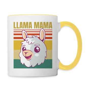 Llama Mama - Pregnancy Announcement Baby Mom - For - Tasse zweifarbig - Weiß/Gelb - Rechts