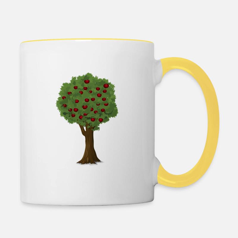 Apfelbaum Apfelpflücksaison Apfelgarten - Tasse zweifarbig - Weiß/Gelb