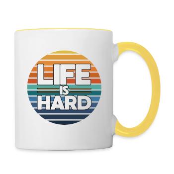 Life is hard - Contrasting Mug - white/yellow - Right