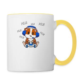 Meerschweinchen - Tasse zweifarbig - Weiß/Gelb - Rechts
