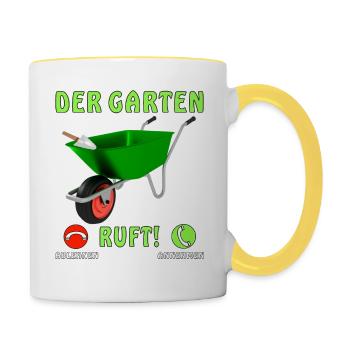 DER GARTEN RUFT - Tasse zweifarbig - Weiß/Gelb - Rechts