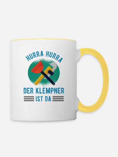 klempner lustige Geschenkidee für Installateur - Tasse zweifarbig - Weiß/Gelb