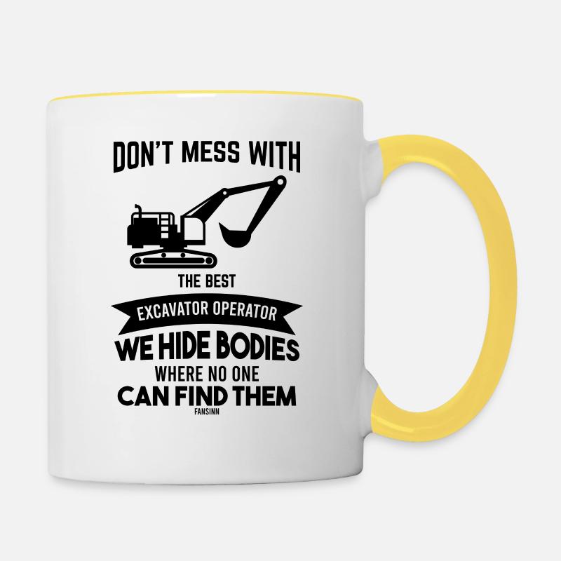 Baggerfahrer - Tasse zweifarbig - Weiß/Gelb