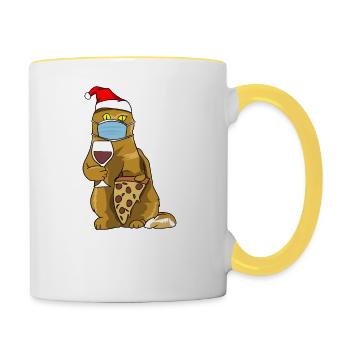 Tee-shirt chats rigolos chat mignon noël - Mug contrasté - blanc/jaune - Droite