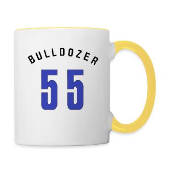 Mücke Bulldozer Trikot Retro - Tasse zweifarbig - Weiß/Gelb - Rechts