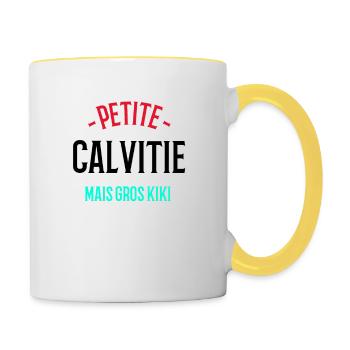 petite calvitie mais gros kiki - Mug contrasté - blanc/jaune - Droite
