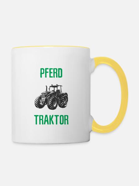 vergiss das pferd echte prinzen kommen mit dem - Tasse zweifarbig - Weiß/Gelb