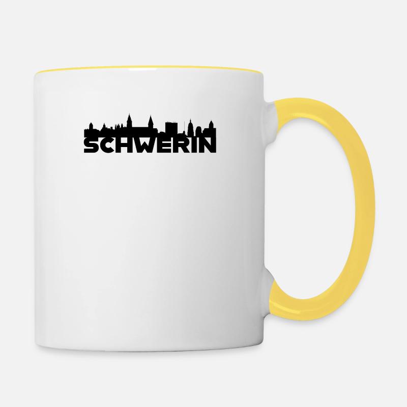 Schwerin Germany skyline gift idea - Contrasting Mug - white/yellow