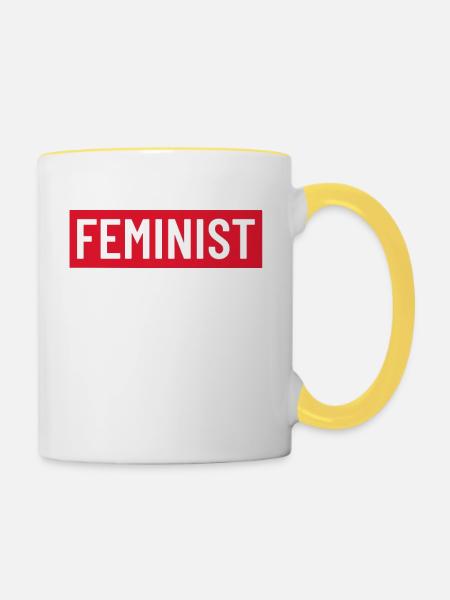 FEMINIST - Tasse zweifarbig - Weiß/Gelb
