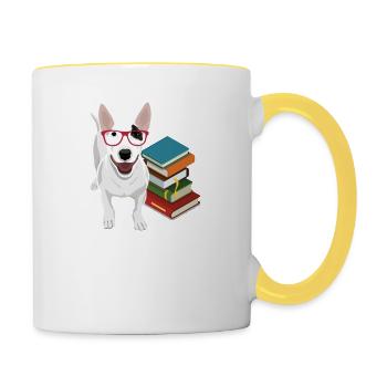 Bullterrier - Tasse zweifarbig - Weiß/Gelb - Rechts