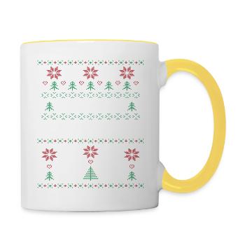 Besinnlich besoffen Ugly Christmas - Tasse zweifarbig - Weiß/Gelb - Rechts
