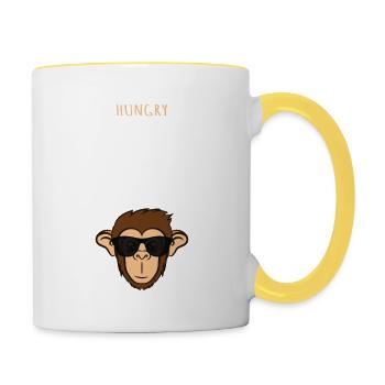 Monkey T Shirt - Monkey Head With Sunglass Monkey - Tasse zweifarbig - Weiß/Gelb - Rechts