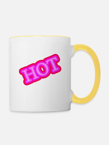 Hot rosa - Tasse zweifarbig - Weiß/Gelb