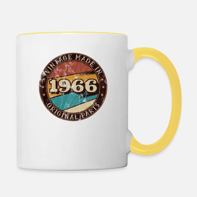 Idée cadeau vintage anniversaire 1966 - Mug contrasté - blanc/jaune