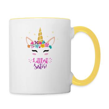 Kleinste Schwester - Tasse zweifarbig - Weiß/Gelb - Rechts