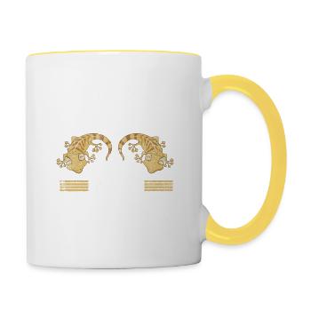 Gecko Terraristik Echse Salamander Geschenk - Tasse zweifarbig - Weiß/Gelb - Rechts