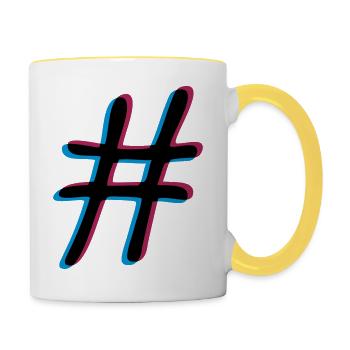 Hashtag effet 3D - Mug contrasté - blanc/jaune - Droite