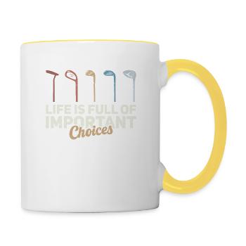 La vie est pleine de choix importants. - Mug contrasté - blanc/jaune - Droite