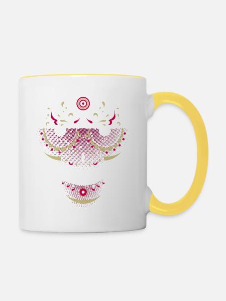 Lächelnder Schädel - Tasse zweifarbig - Weiß/Gelb