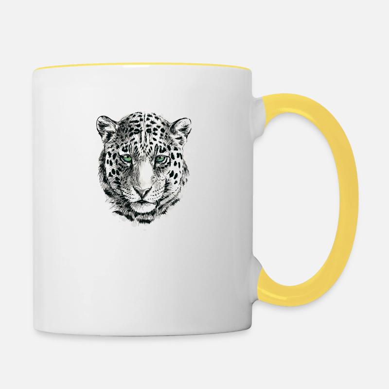 Schneeleopard - Tasse zweifarbig - Weiß/Gelb
