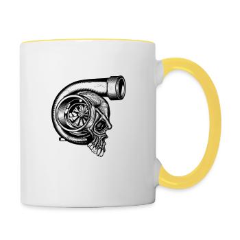 Turbolader Boost Petrol Schrauber Turbo Geschenk - Tasse zweifarbig - Weiß/Gelb - Rechts