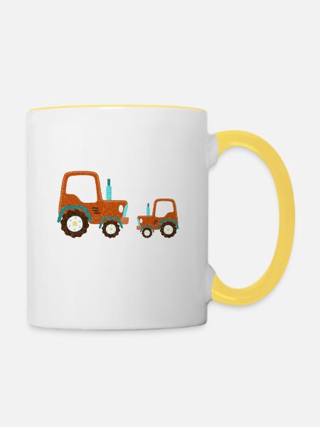 Traktor Ich Werde Großer Bruder Trecker Babyparty - Tasse zweifarbig - Weiß/Gelb