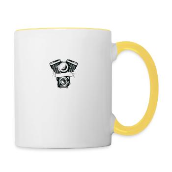 I don't snore I dream I am a Motorbike - Tasse zweifarbig - Weiß/Gelb - Rechts