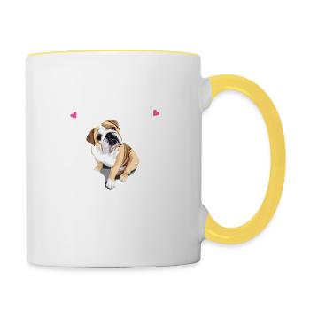 Bouledogue anglais - Mug contrasté - blanc/jaune - Droite