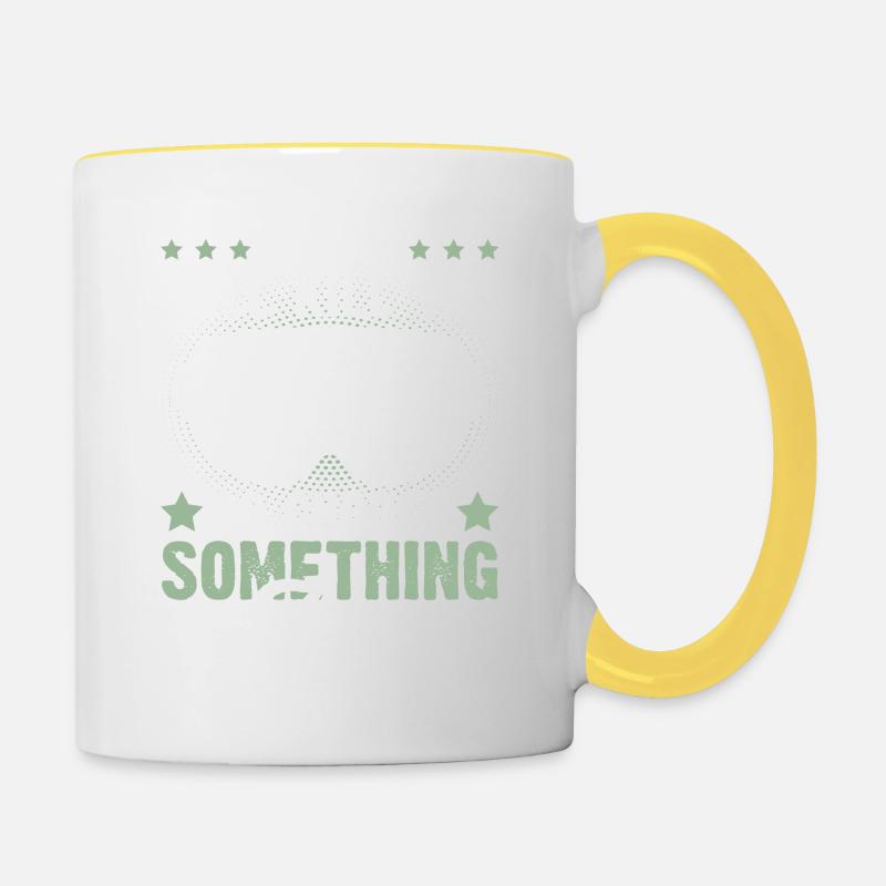 Ski ski ski lunettes fun - Mug contrasté - blanc/jaune