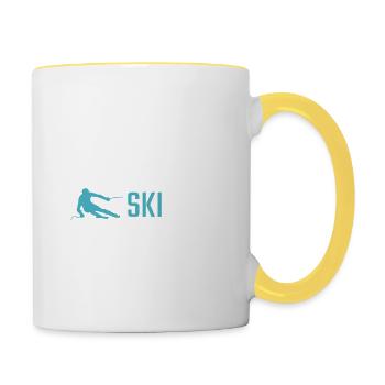 Skiing Eat Sleep Ski Repeat - Contrasting Mug - white/yellow - Right