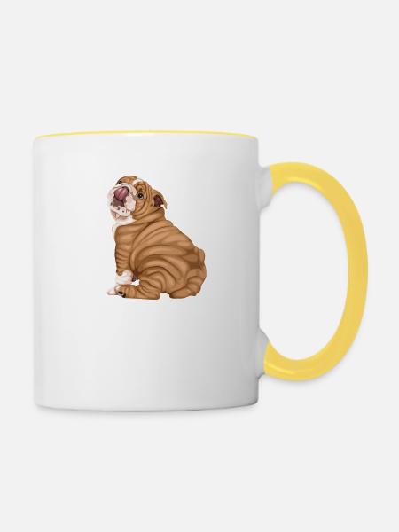 English Bulldog - Contrasting Mug - white/yellow