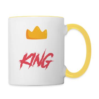Pizza King King fast food - Contrasting Mug - white/yellow - Right