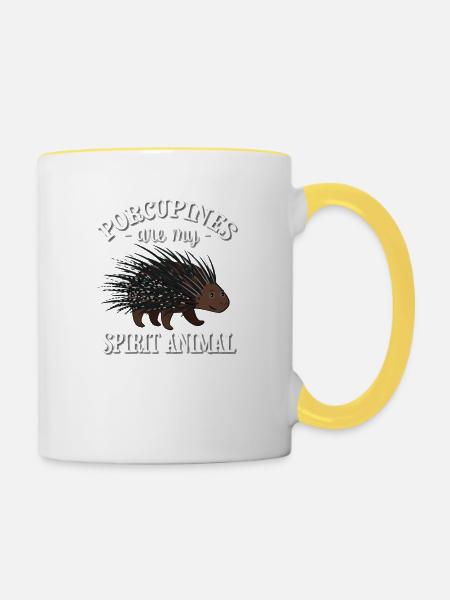 Stachelschwein - Tasse zweifarbig - Weiß/Gelb