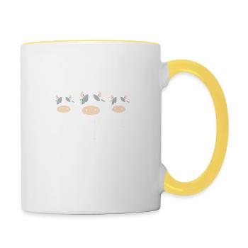 Kuh Kuhstall Bauer Bauernhof Landwirtschaft Lustig - Tasse zweifarbig - Weiß/Gelb - Rechts