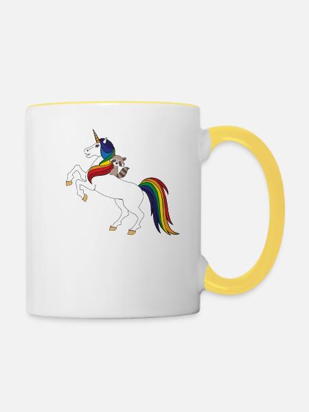 Waschbär - Tasse zweifarbig - Weiß/Gelb