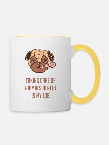 Tierarzt Tierpfleger Geschenkidee - Tasse zweifarbig - Weiß/Gelb
