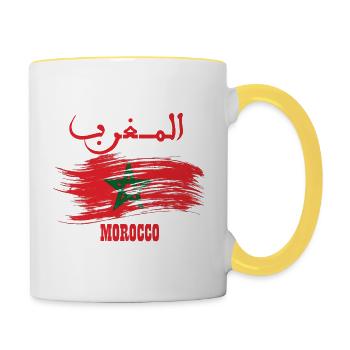 Marokko - Maroc - Flagge - Flagge - Tasse zweifarbig - Weiß/Gelb - Rechts