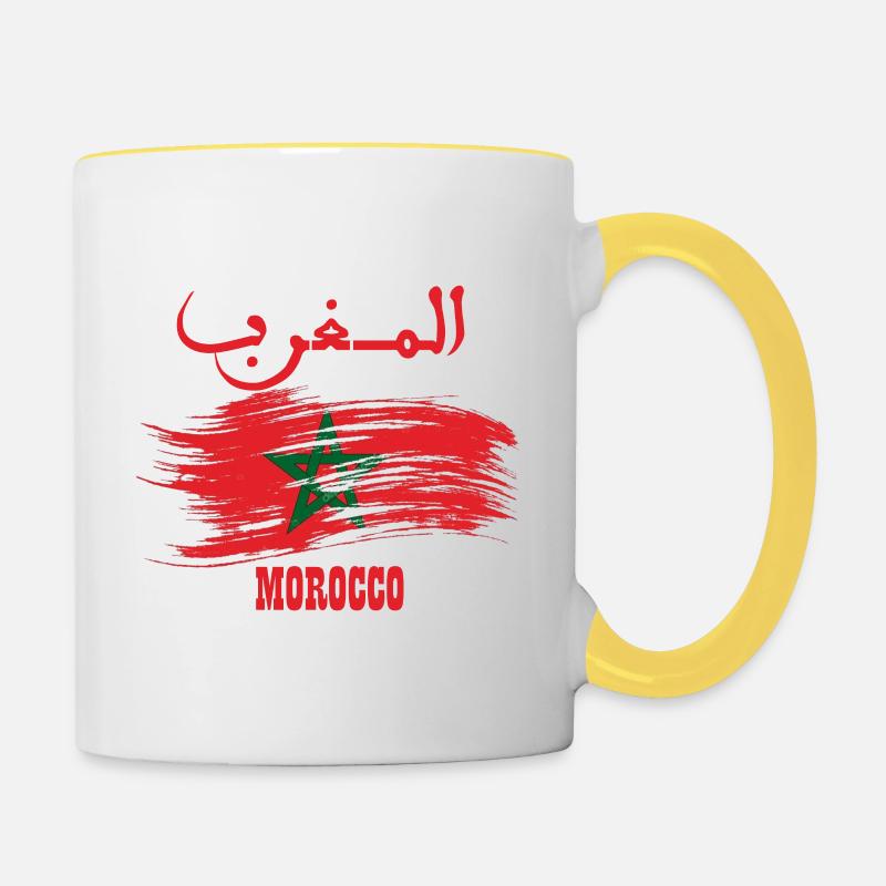Morocco - Maroc - Flag - Drapeau - Mug contrasté - blanc/jaune